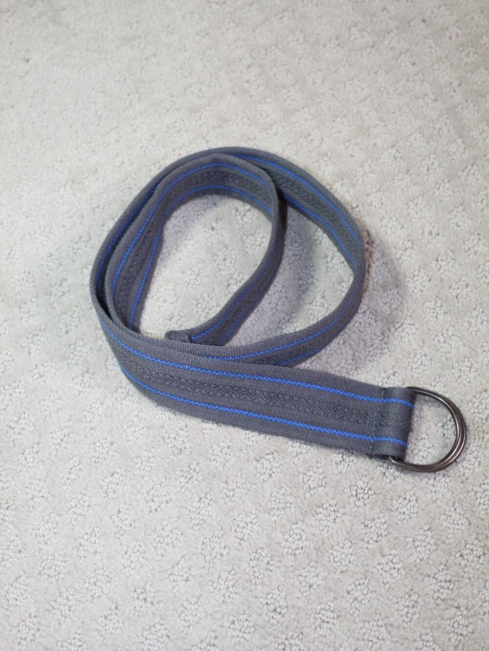 Grey Royal Blue Stripe Canvas Size S - XL Adjustable Casual D-Ring Belt